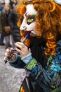 Basel carnival 2019 piccolo flute player portrait Royalty Free Stock Photo