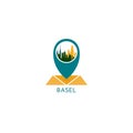 Basel city map pin point vector logo Royalty Free Stock Photo