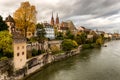 Basel with Munster cathedral and the Rhine river in Switzerland