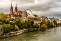 Basel with Munster cathedral and the Rhine river in Switzerland