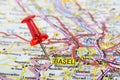 Basel pinned on a map of Spain Royalty Free Stock Photo