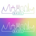 Basel skyline. Colorful linear style.