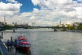 Fireboat Christophorus on the Rhine river. Basel, Switzerland