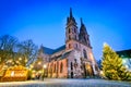Basel, Swizterland - Munster Cathedral and Christmas Market Royalty Free Stock Photo