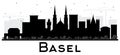 Basel Switzerland City Skyline Silhouette with Black Buildings I Royalty Free Stock Photo