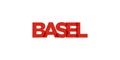 Basel in the Switzerland emblem. The design features a geometric style, vector illustration with bold typography in a modern font Royalty Free Stock Photo