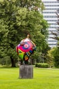 The colorful sculpture named Gwendolyn by Niki de Saint Phalle in the garden of the Tinguely Museum