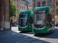 Basel, Switzerland - July 8 2022: public transport in the city