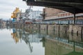 Basel, Switzerland - March 21st 2021: Harbour dock and bulk handling