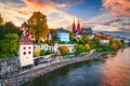 Basel, Switzerland on the Rhine River at Dusk