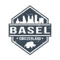 Basel Switzerland Travel Stamp Icon Skyline City Design Tourism Seal Vector.