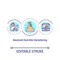 Basement and attic decluttering concept icon