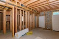 Basement framing construction interior frame of a new house Royalty Free Stock Photo