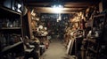 Basement full of stuff, messy and dirty with dust Royalty Free Stock Photo