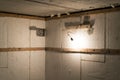 basement insulation with foam. Heat insulation of walls with foam plastic Royalty Free Stock Photo