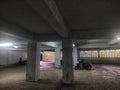 basement parking area or garage for company and office vehicles.