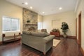 Basement with stone fireplace Royalty Free Stock Photo