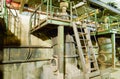 Basement of a water pumping station. Abandoned post-apocalyptic Royalty Free Stock Photo