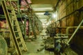 Basement of a water pumping station. Abandoned post-apocalyptic Royalty Free Stock Photo