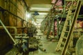 Basement of a water pumping station. Abandoned post-apocalyptic Royalty Free Stock Photo