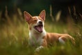 Basenji Puppy Yawning On The Grass. Generative AI