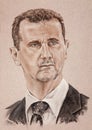 Bashar al Asad president of syrian arab republic. Hand drawn art Royalty Free Stock Photo