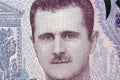 Bashar al-Assad a closeup portrait from Syrian money Royalty Free Stock Photo