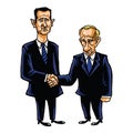 Bashar Al-Assad With Vladimir Putin Cartoon Vector Illustration Royalty Free Stock Photo