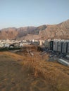 Basher town from top of sand hill , Muscat