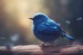 Bashful bluebird cartoon as soft ethereal dreamy background. Royalty Free Stock Photo