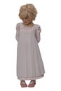 Bashful 3D Little Girl in Regency Style Dress Isolated