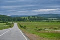 Cloud day on the road somewhere in Bashkiria Royalty Free Stock Photo