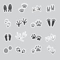 Basic animal footprints stickers, set