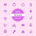 Basic - Baby icon set 16 icons Royalty Free Stock Photo