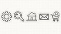 Basic Black Outline Web Navigation Icons Including Settings Search Home Mail and Shopping Cart Symbols Royalty Free Stock Photo