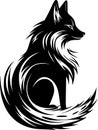 Fox - black and white vector illustration Royalty Free Stock Photo