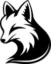 Fox - black and white vector illustration Royalty Free Stock Photo