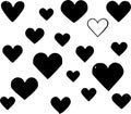 Hearts - black and white vector illustration Royalty Free Stock Photo