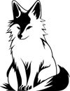 Fox - black and white vector illustration Royalty Free Stock Photo