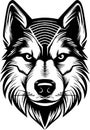 Siberian husky - black and white isolated icon - vector illustration Royalty Free Stock Photo