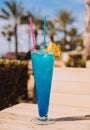 Basic blue cocktail, a mix of blue curaÃ§ao with a clear spirit such as vodka Royalty Free Stock Photo