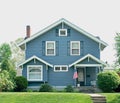 Basic Blue House with Small Porch Royalty Free Stock Photo