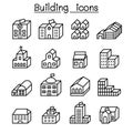 Basic building in 3 dimension icon set thin line style Royalty Free Stock Photo