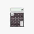 Basic calculator with null number, calculator in gray and white color tone