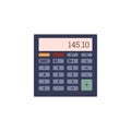 Basic calculator with set of digits, electronic digital device for mathematical calculations vector illustration