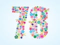 Vector Colorful Floral 78 Number Design isolated on white background. Floral Number Seventy Eight Typeface