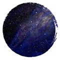 Space circle background. Space illustration in circle. Template for cards and posters. Cosmic picture. Royalty Free Stock Photo