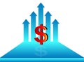 Dollar growth concept, dollar symbol with growing arrow, illustration