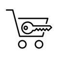 Key cart icon, vector line icon Royalty Free Stock Photo