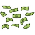 Raining Money icon, banknote rain background, vector Royalty Free Stock Photo